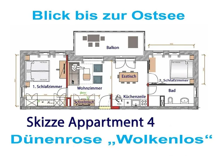 Dünenrose 4 Wolkenlos Daire *
